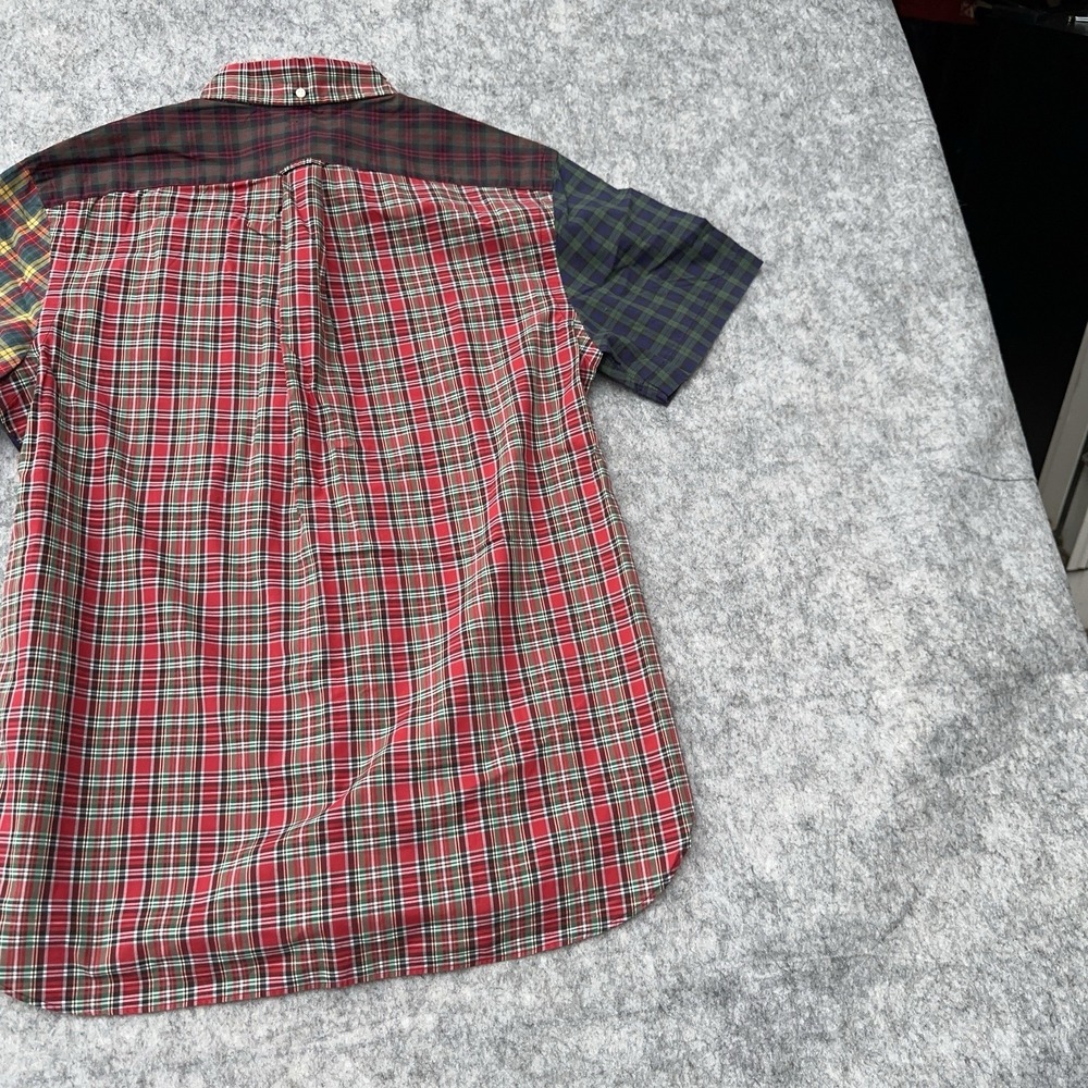 Polo Ralph Lauren Patchwork Plaid Shirt Mens Medium Henley Button Up Green - Picture 10 of 15